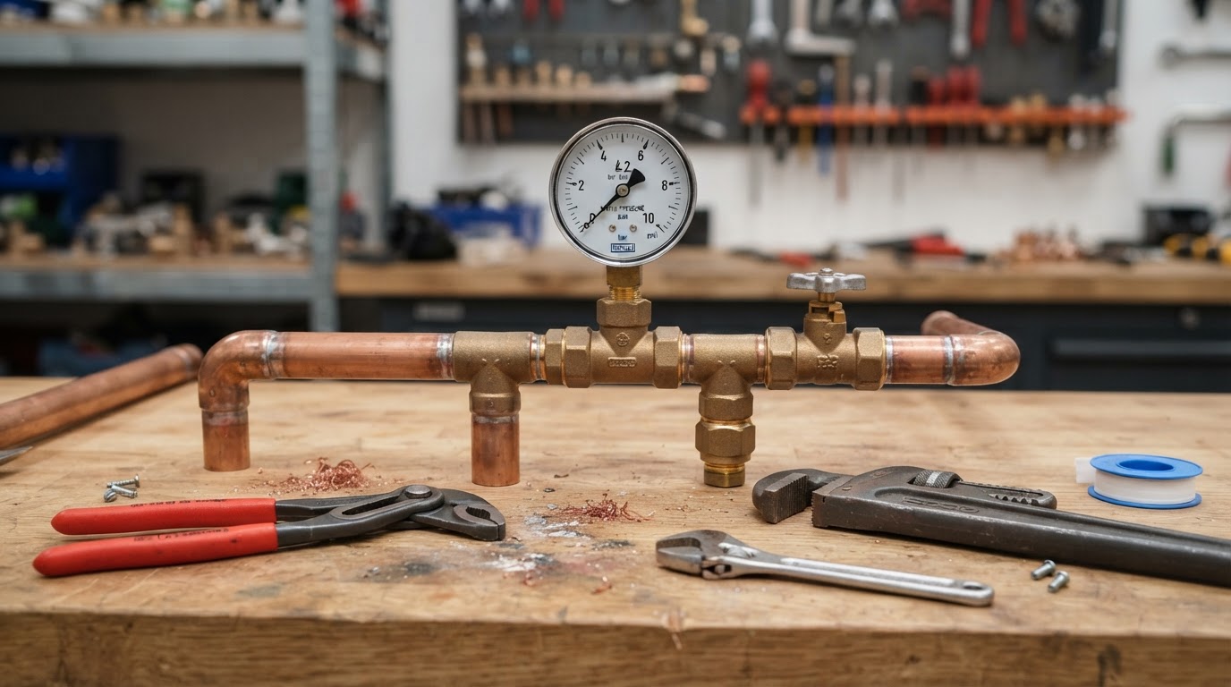Licensed plumbing tools and copper pipe inspection in Orange County