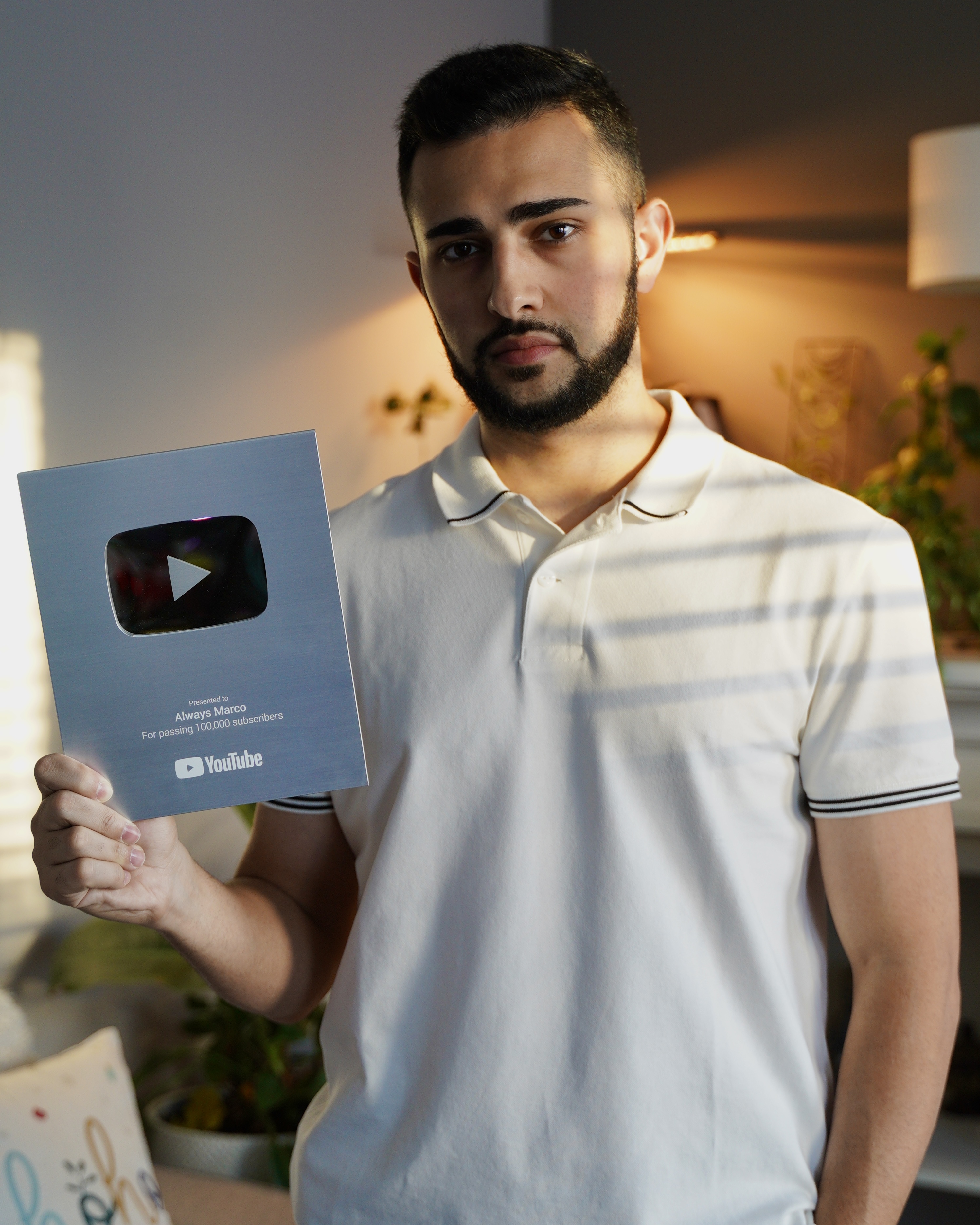 Marco with YouTube Plaque