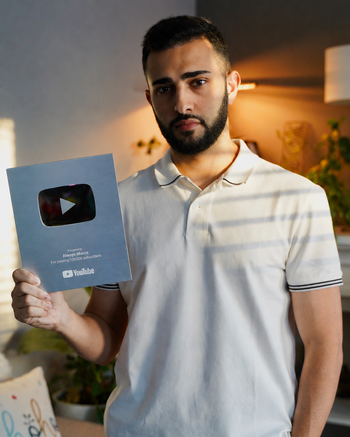 Marco with YouTube Plaque