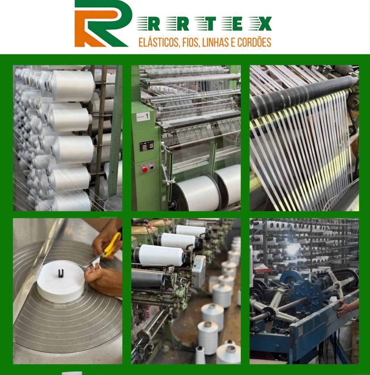 Produção de elásticos e fios na fábrica RRTEX