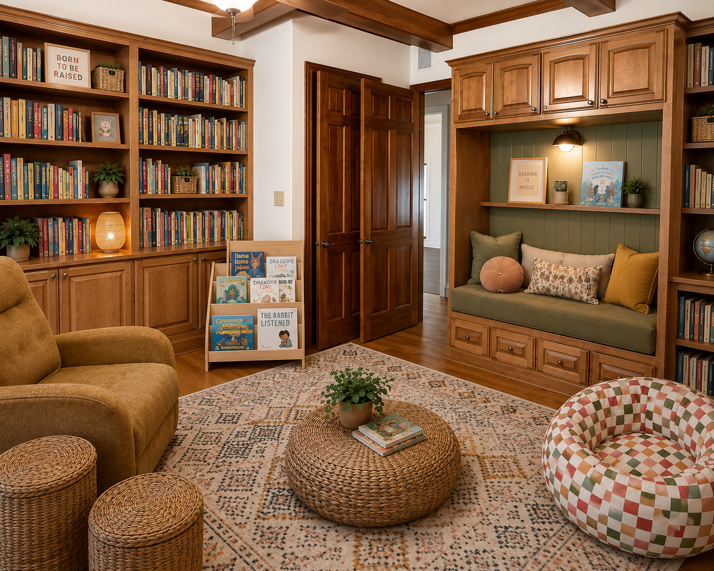 Library and reading nook rendering