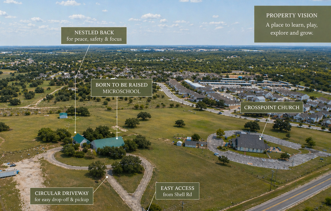 Aerial view of Born to Be Raised campus in North Georgetown