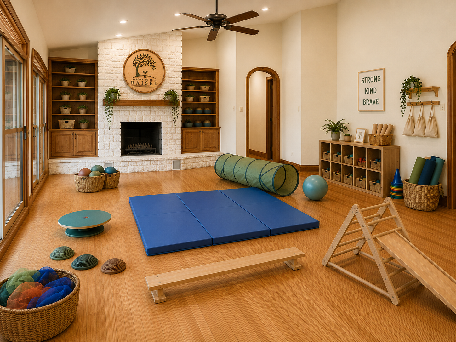 Indoor gross motor play area rendering
