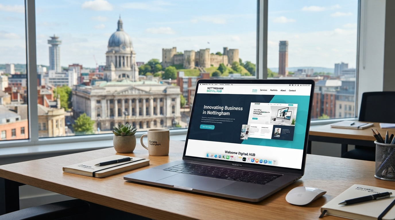 Nottingham Old Market Square with the Council House dome, representing web design services for Nottinghamshire businesses