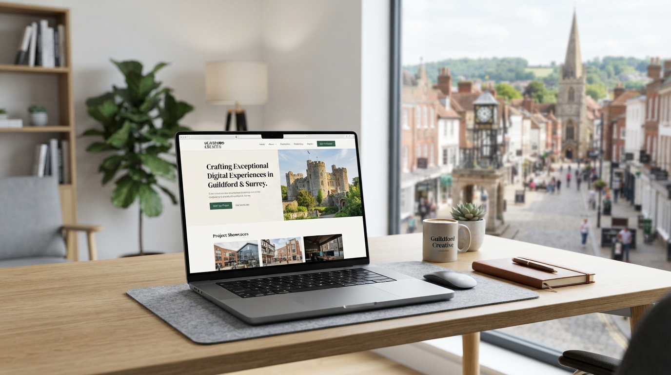Web design for Guildford businesses - laptop showing a modern website