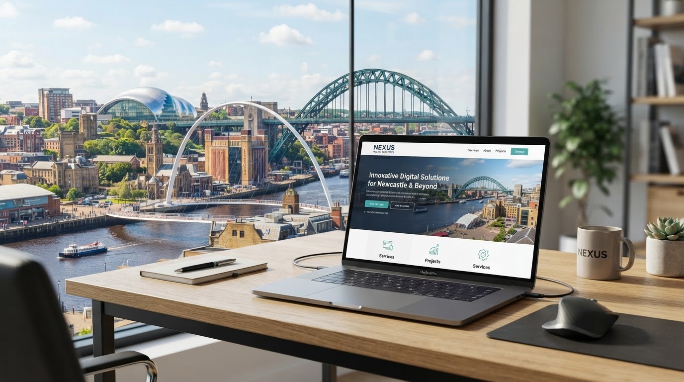 Newcastle Quayside with the Tyne Bridge and Baltic Centre, representing web design services for North East businesses