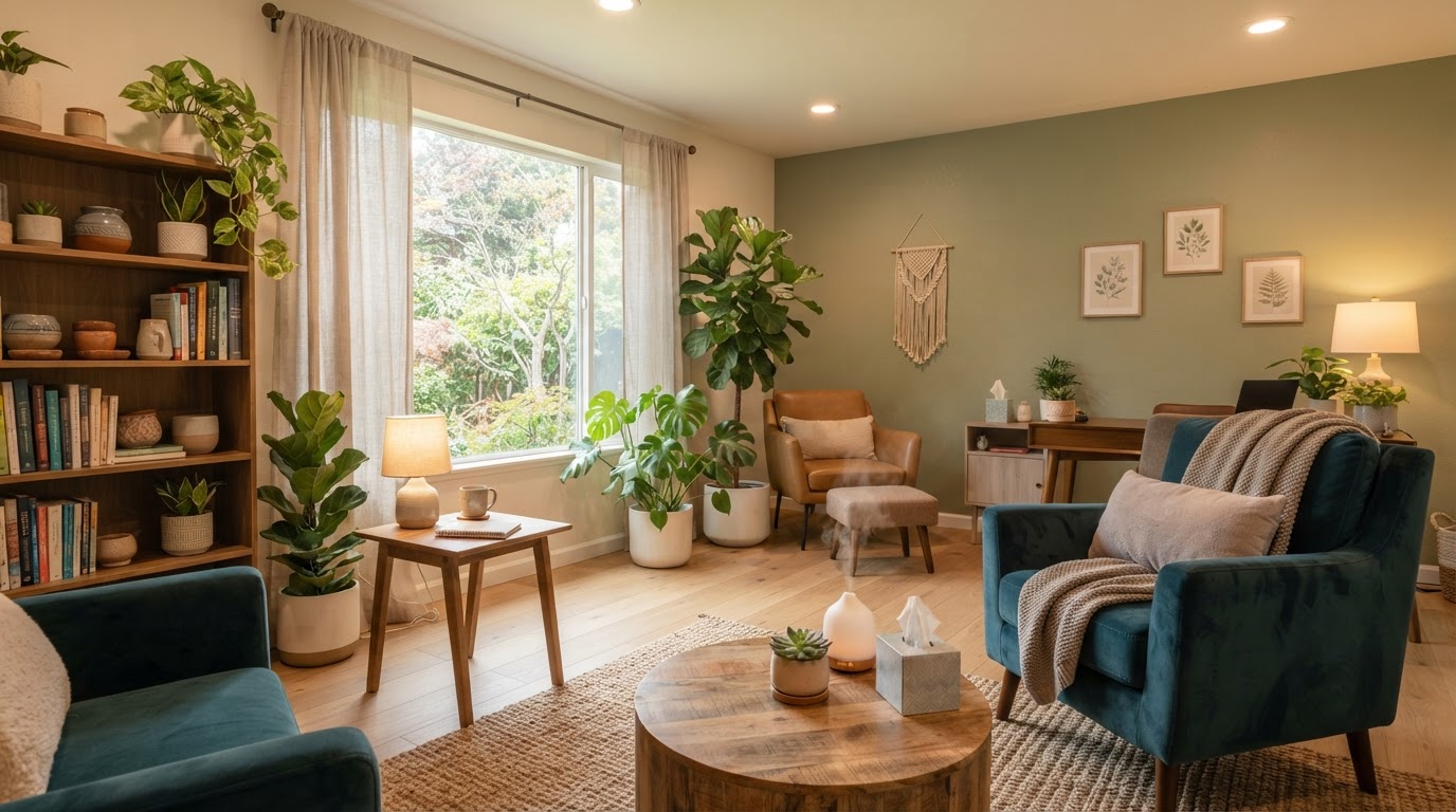 Calm therapy room interior