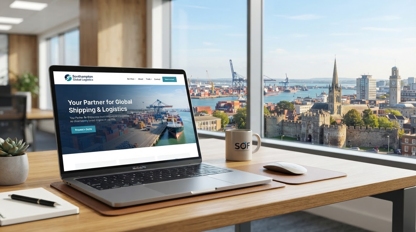 Southampton waterfront showing the port and Spinnaker Tower, representing web design services for Hampshire businesses