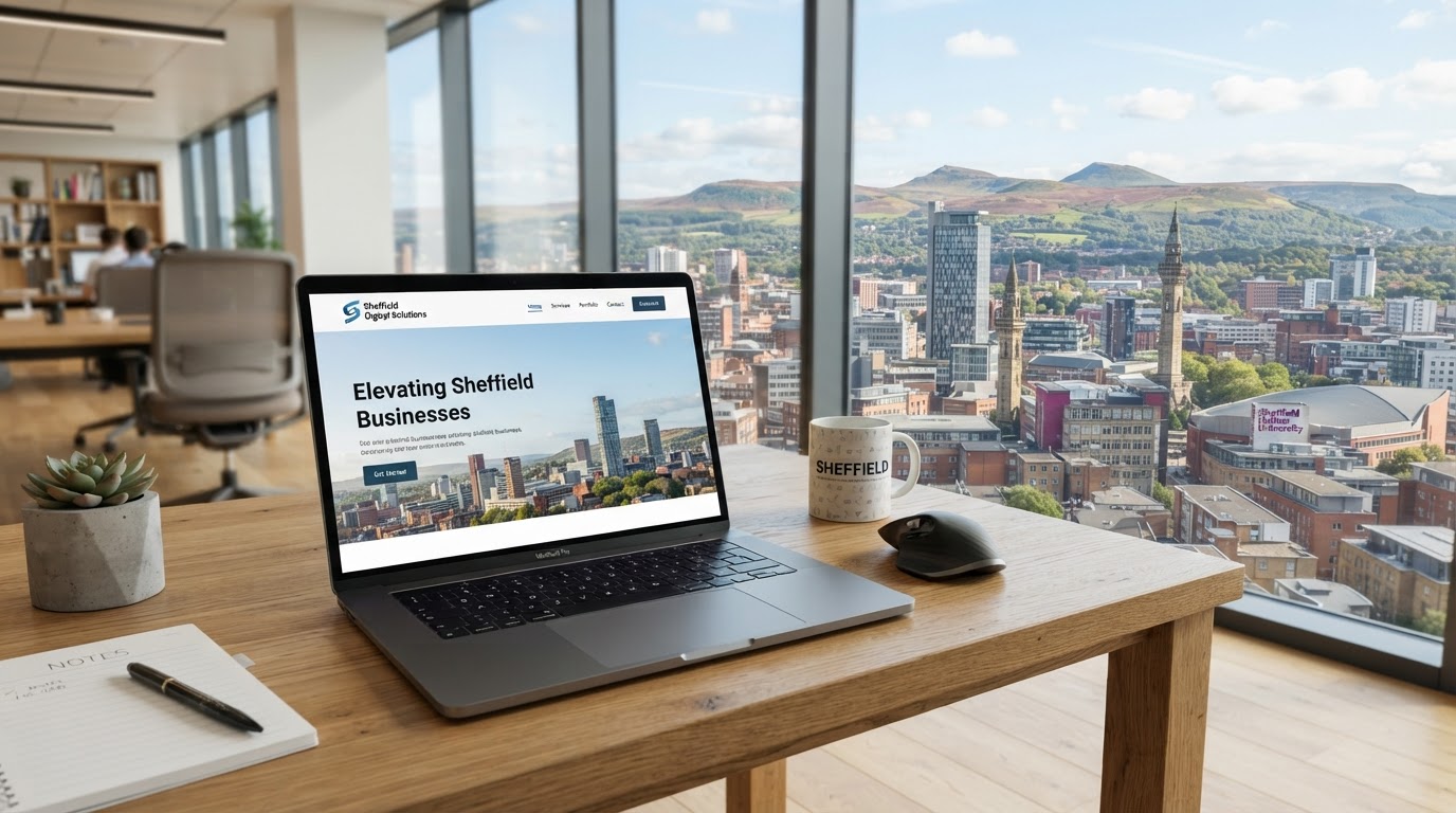 Sheffield cityscape featuring Park Hill Flats and modern buildings, representing web design services for South Yorkshire businesses