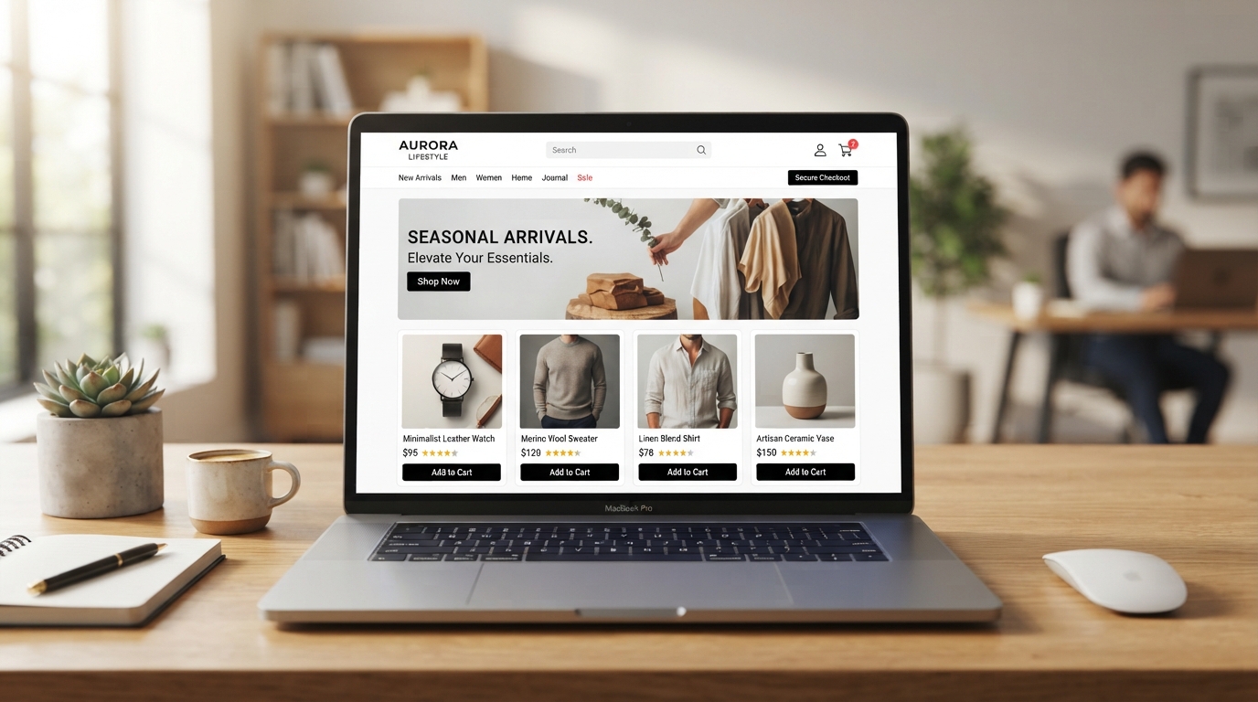 eCommerce online store website on a laptop
