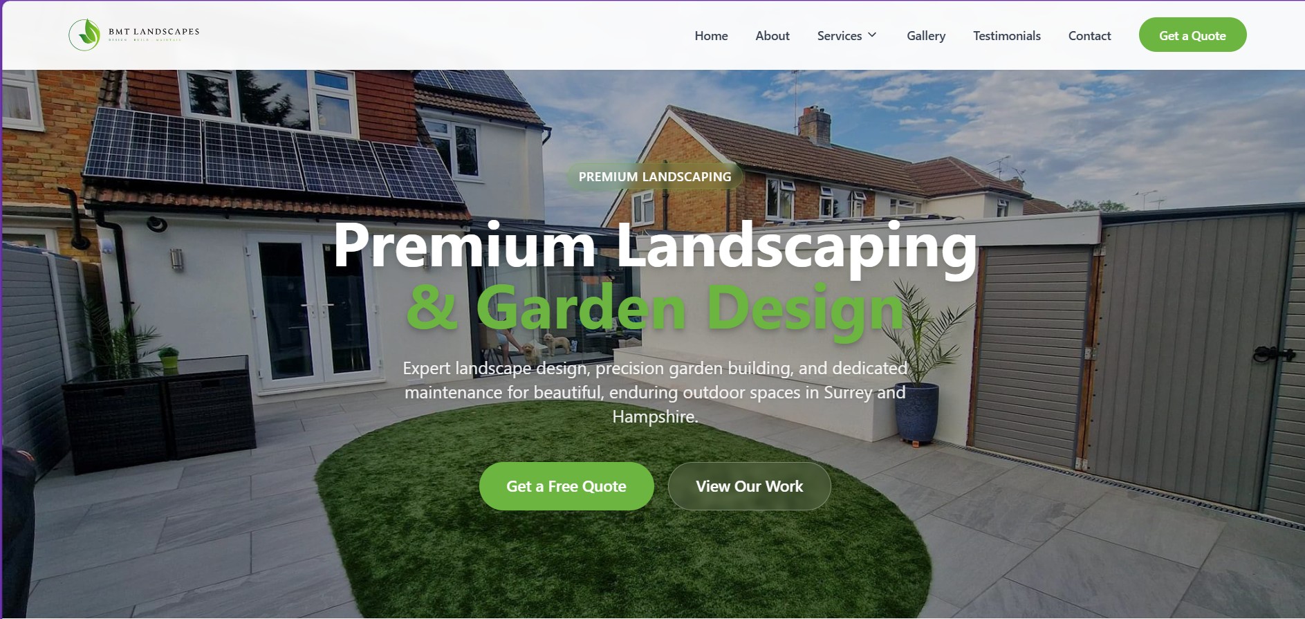 BMT Landscapes — Custom web design and local SEO optimisation for a professional landscaping company. BMT Landscapes