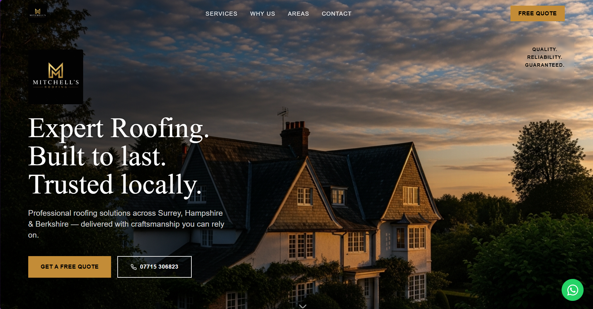 Mitchell's Roofing — A professional, lead-generating landing page for expert roofing services. Mitchell's Roofing