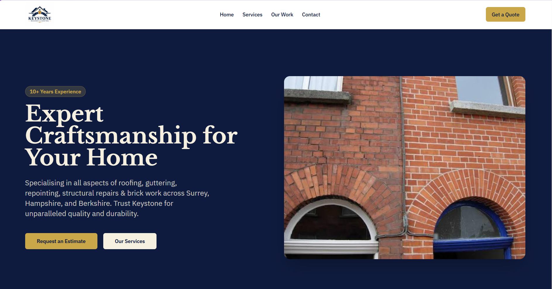 Keystone Masonry & Roofing — A professional, lead-generating landing page for expert masonry and roofing services. Keystone Masonry & Roofing