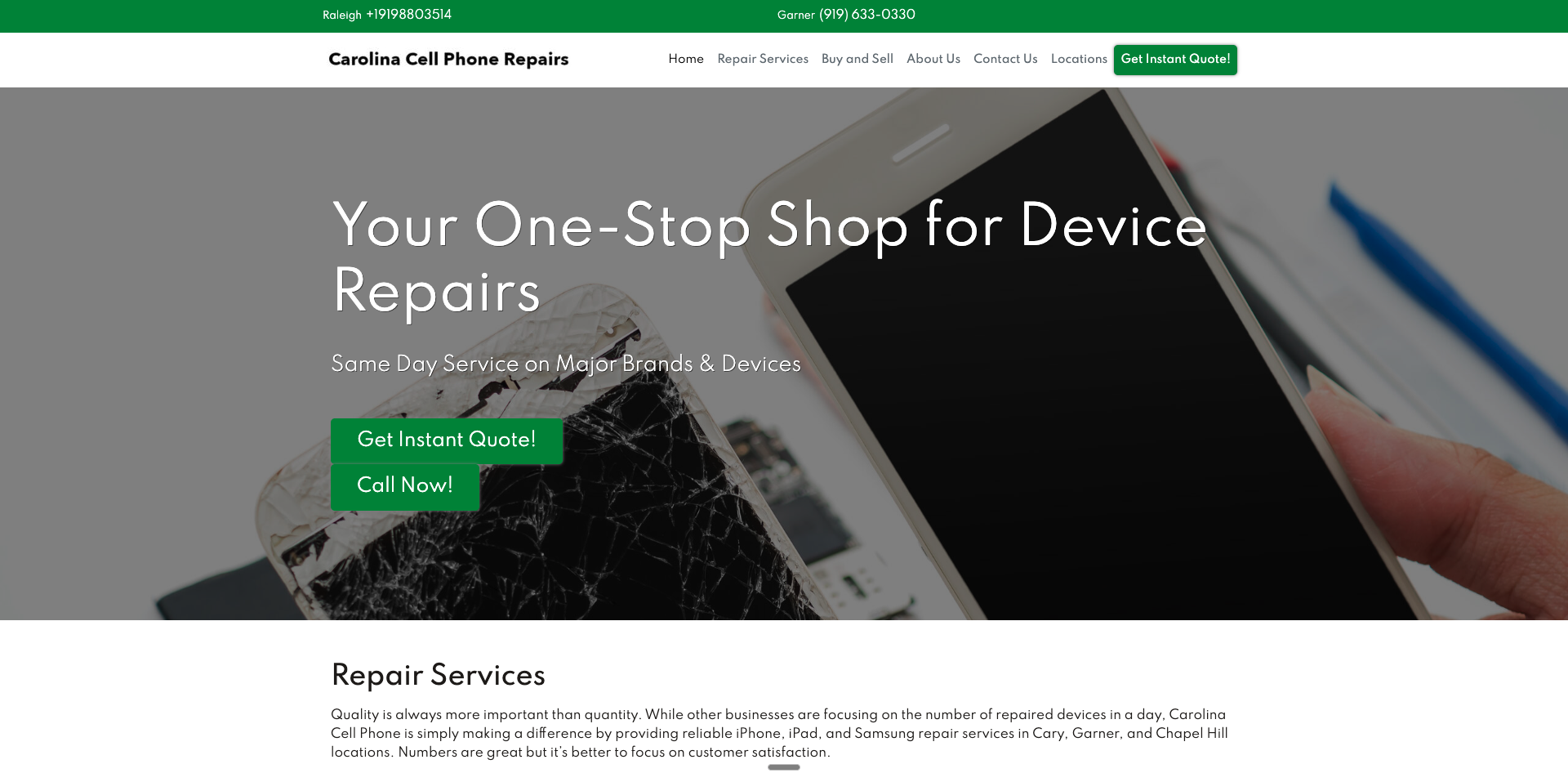 Dominating Local Search for Carolina Cell Phone Repairs in Chapel Hill