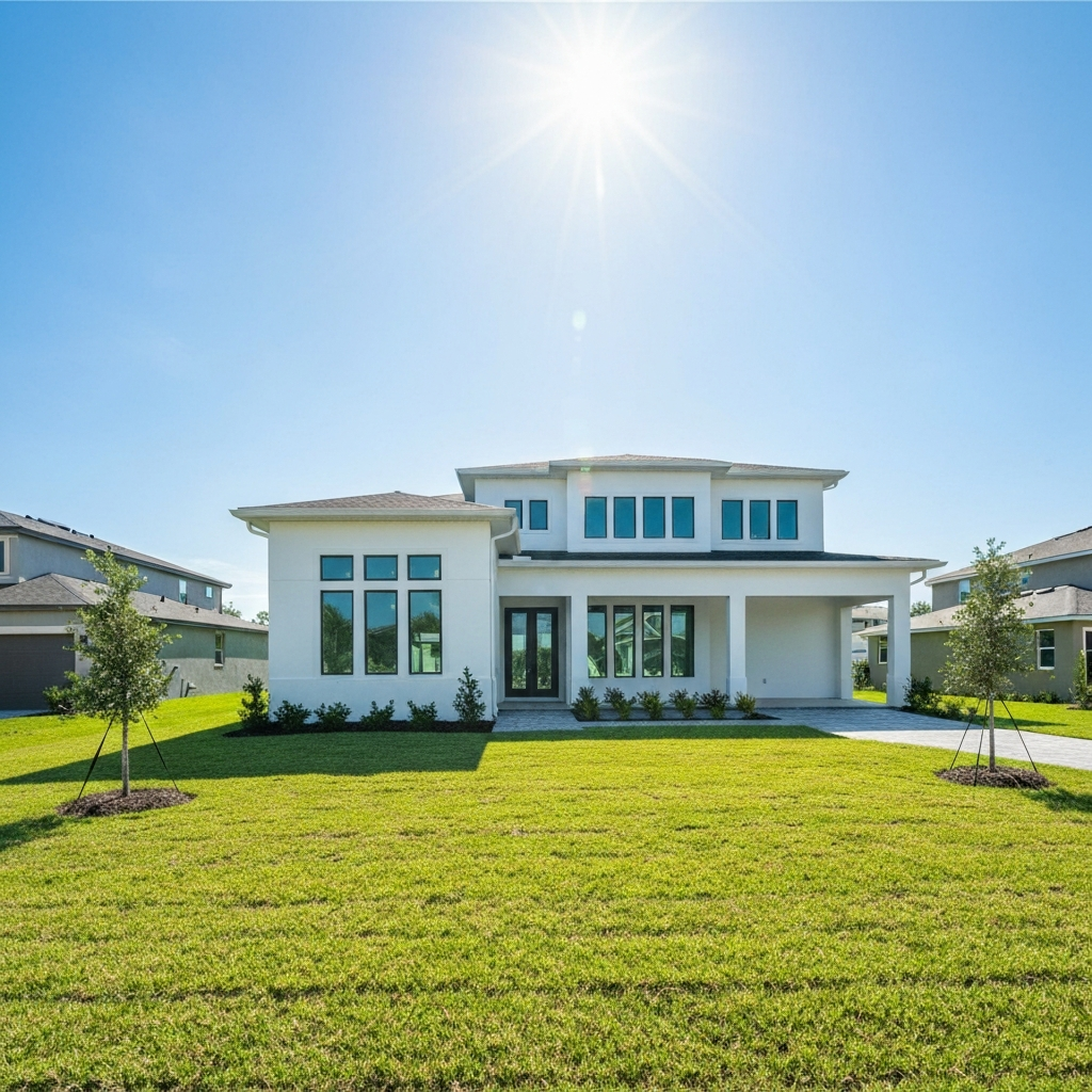 Beautiful new construction home being built in a sunny Florida neighborhood