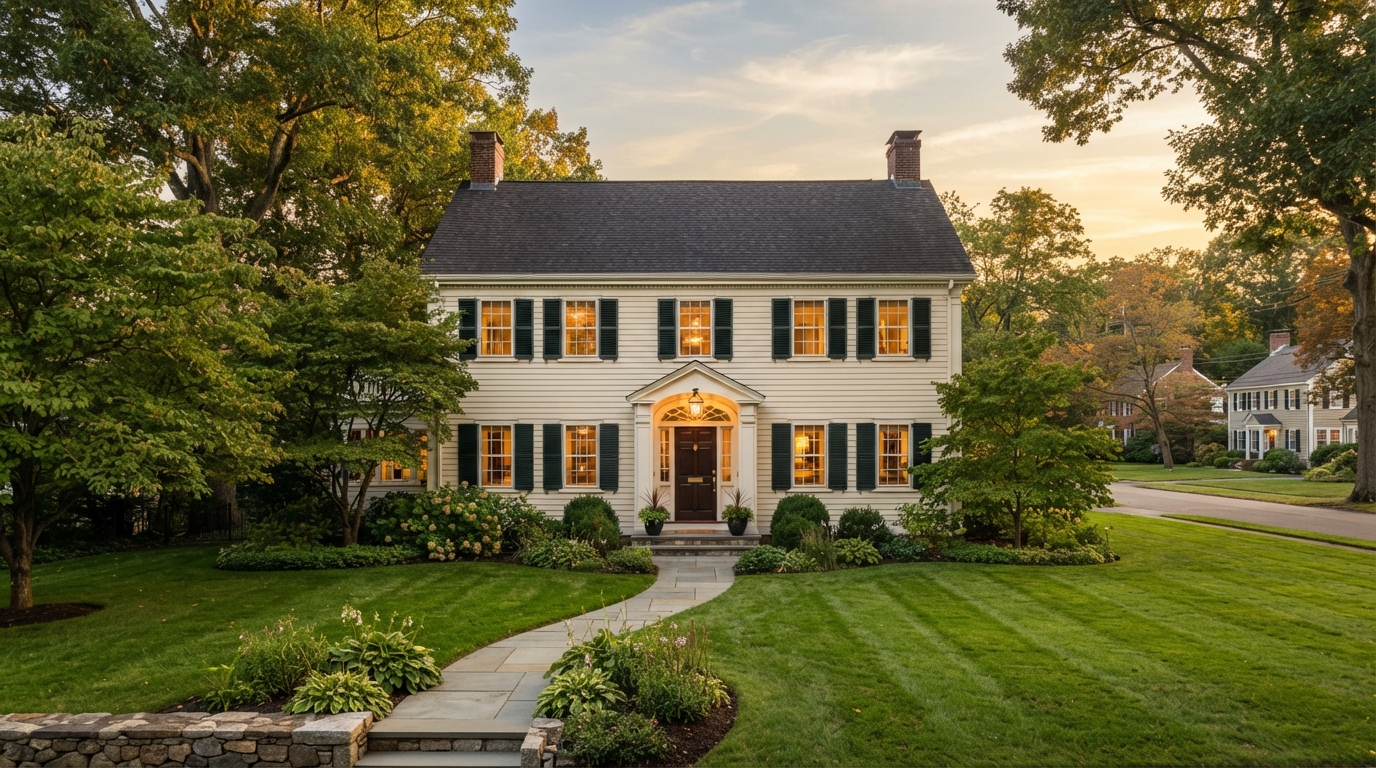 Connecticut colonial home exterior, representing an inherited or probate property