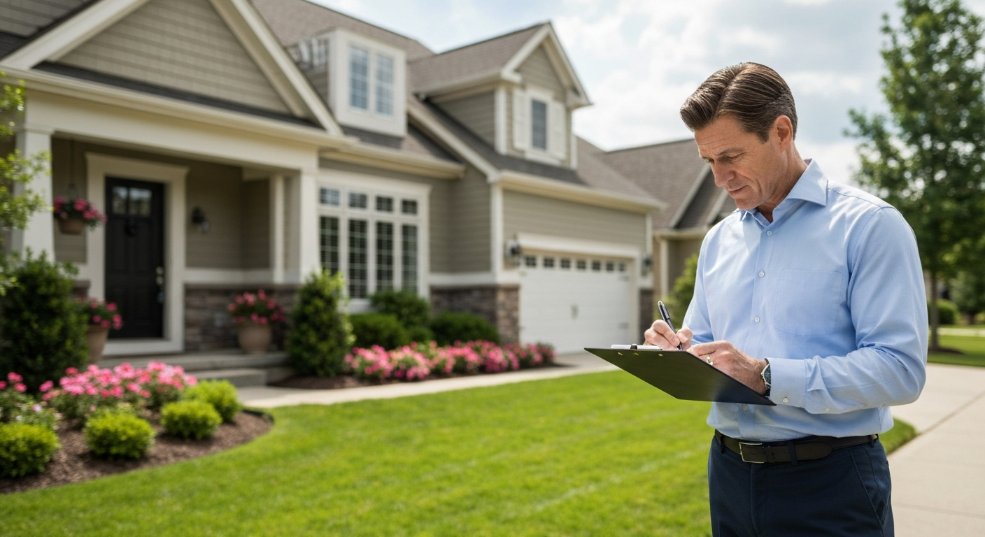Professional real estate appraiser evaluating a home