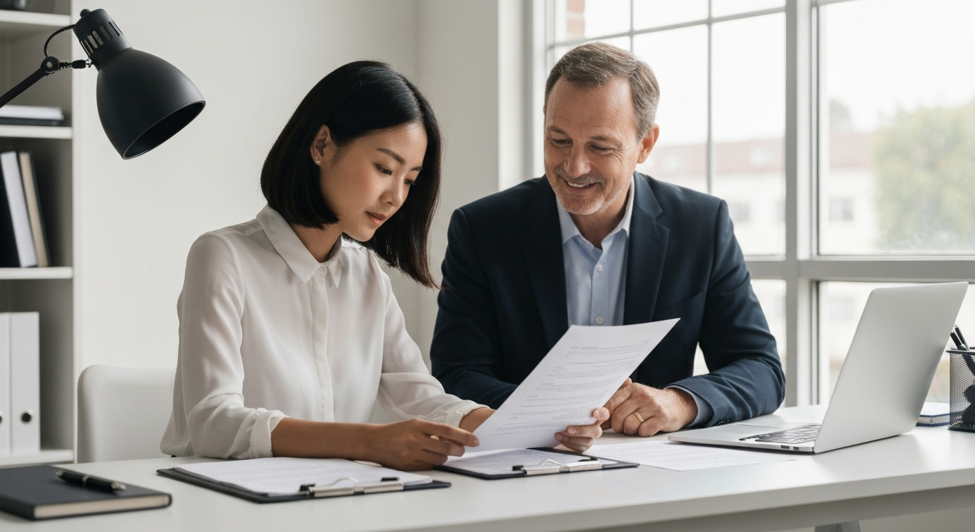 Buyer reviewing mortgage paperwork