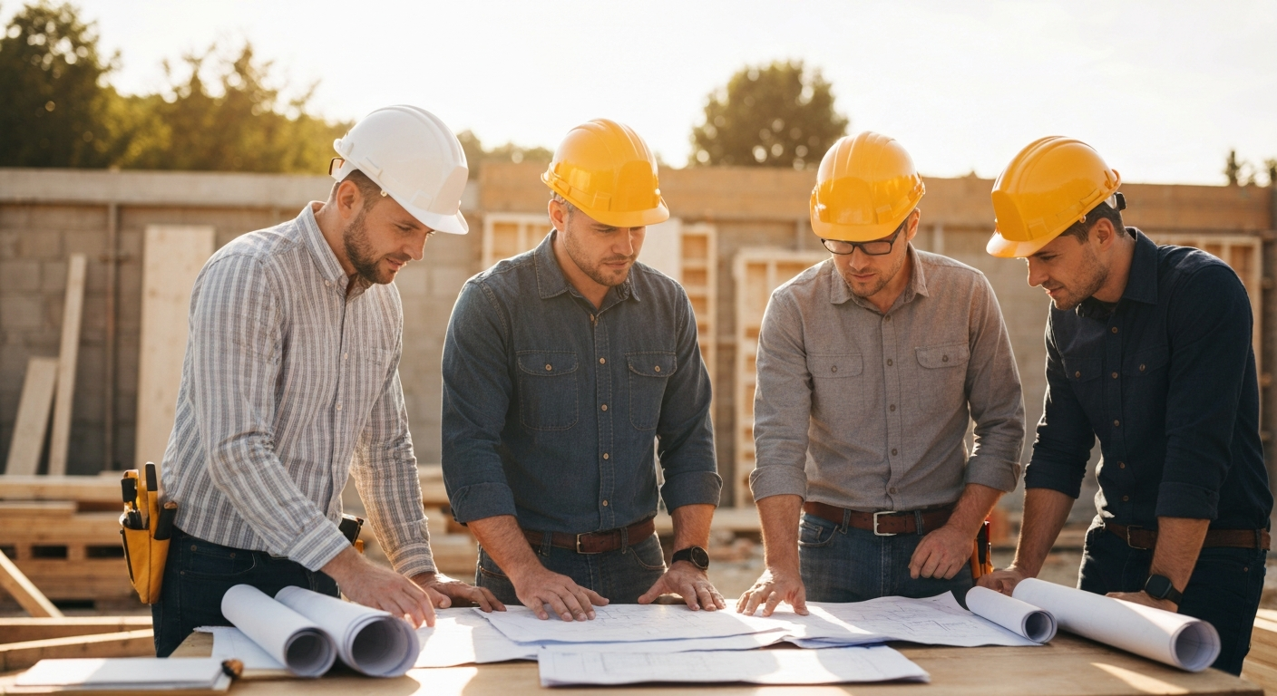 Contractor reviewing plans