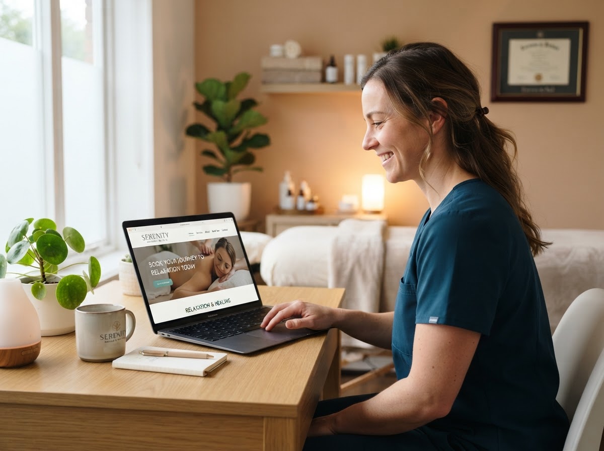 Custom massage therapy website design on desktop and mobile