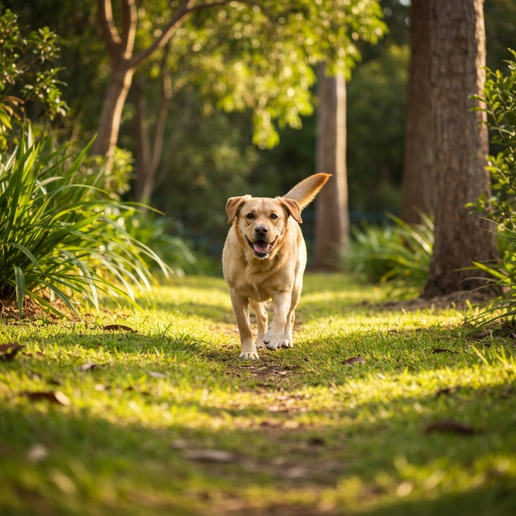 Happy dog in Engadine