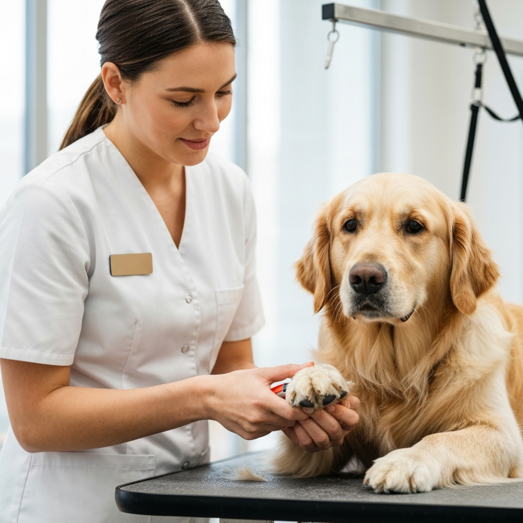 Dog getting nails clipped