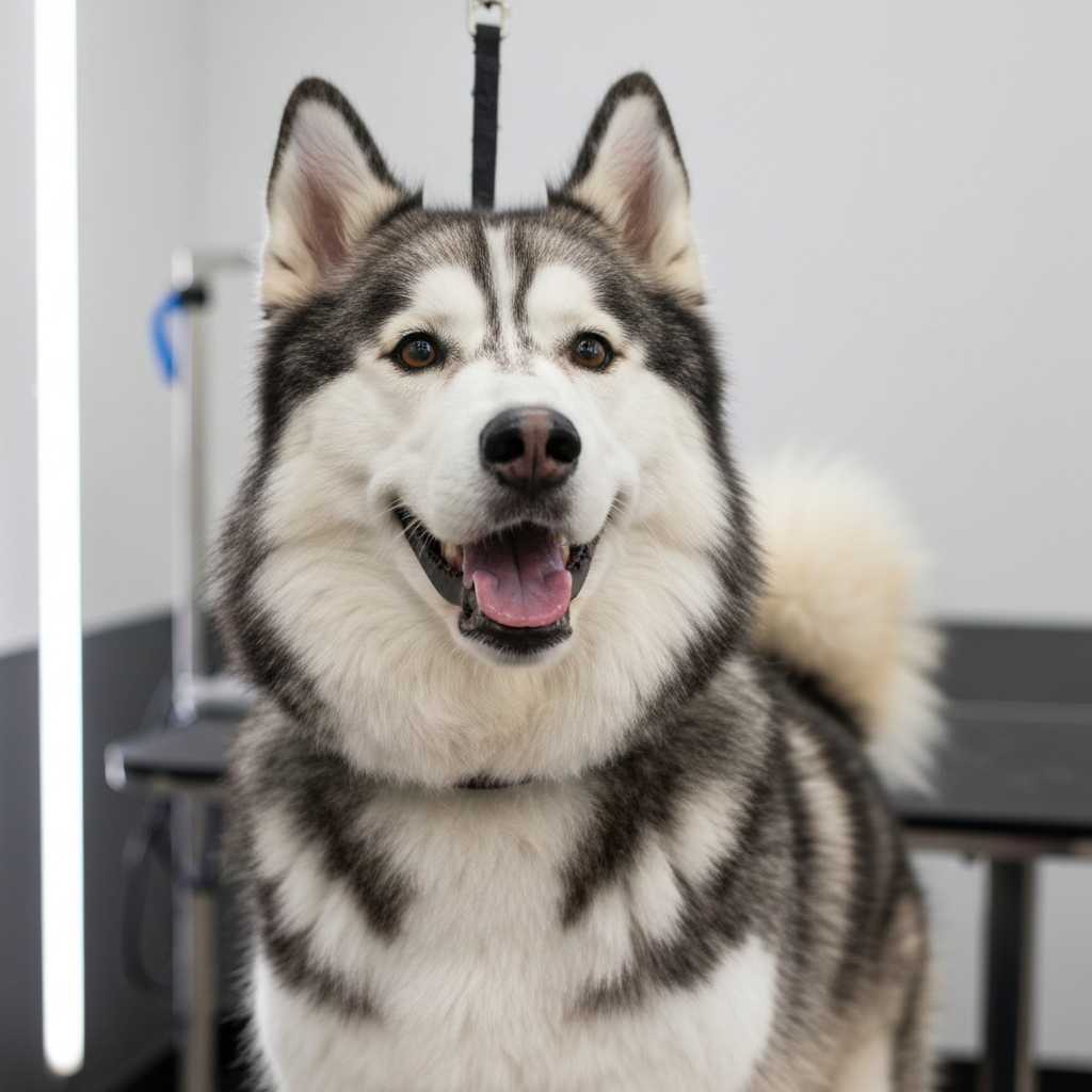 Fluffy dog after deshedding
