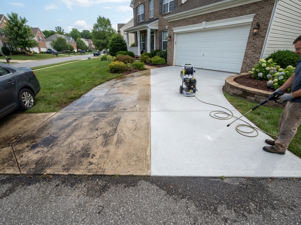 Driveway Pressure Washing - before cleaning
