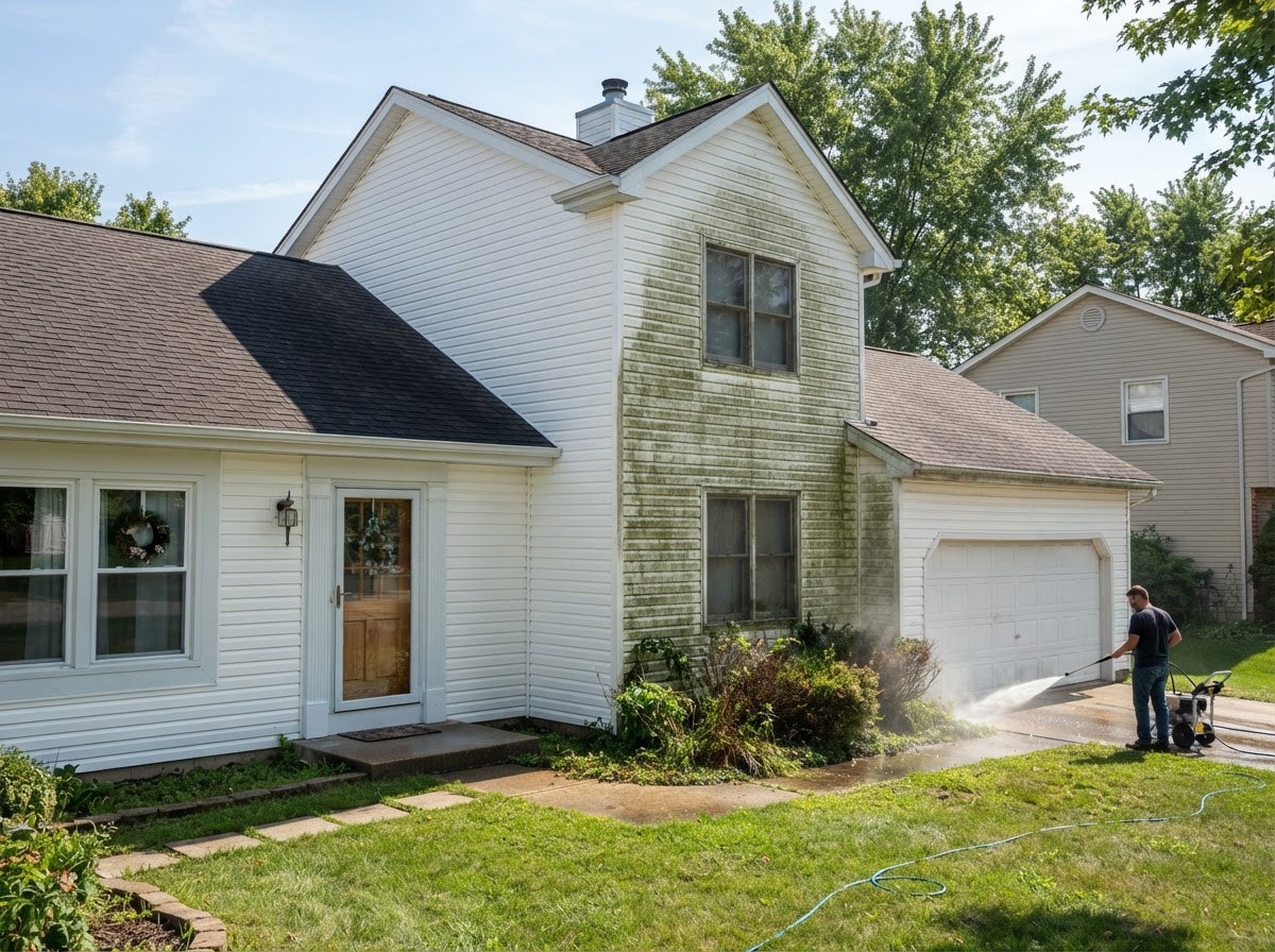 Driveway Pressure Washing - after professional cleaning by Able & Ready