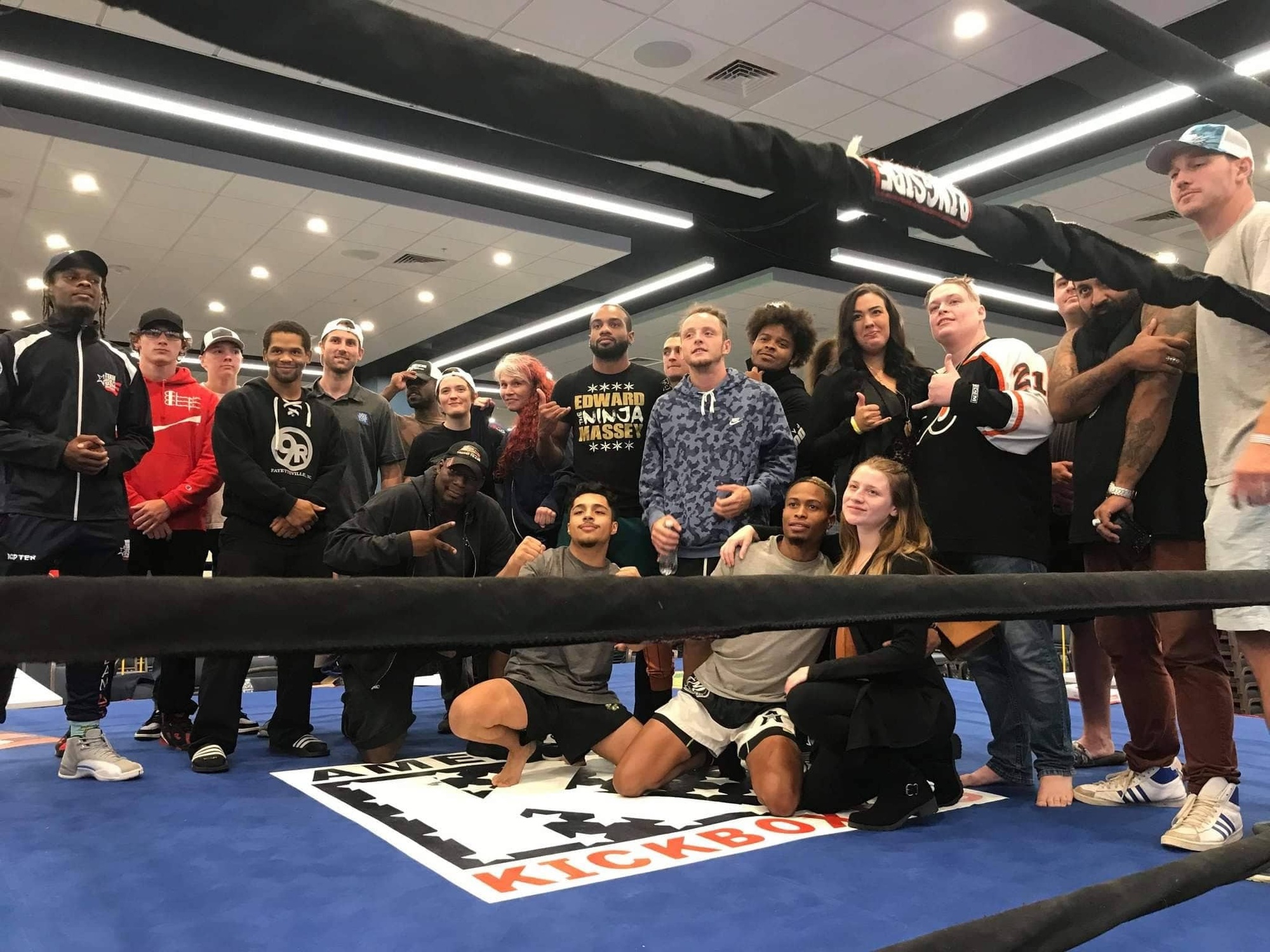 Kickboxing Clarksville TN Wildside — team photo inside the boxing ring after training