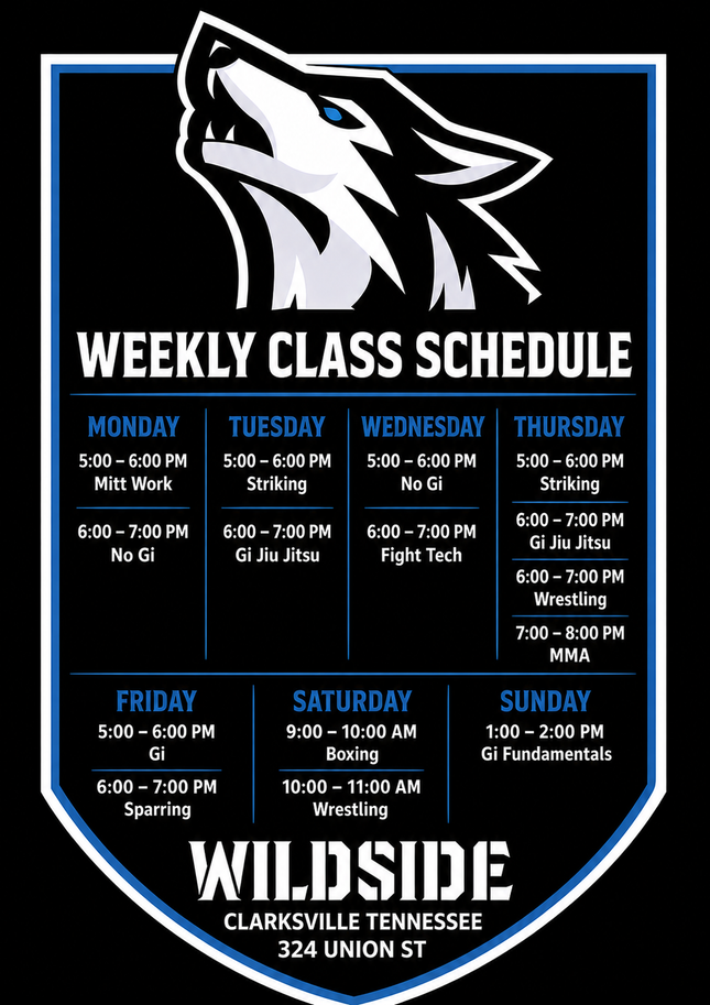 Class Schedule Clarksville TN Wildside — official weekly class schedule