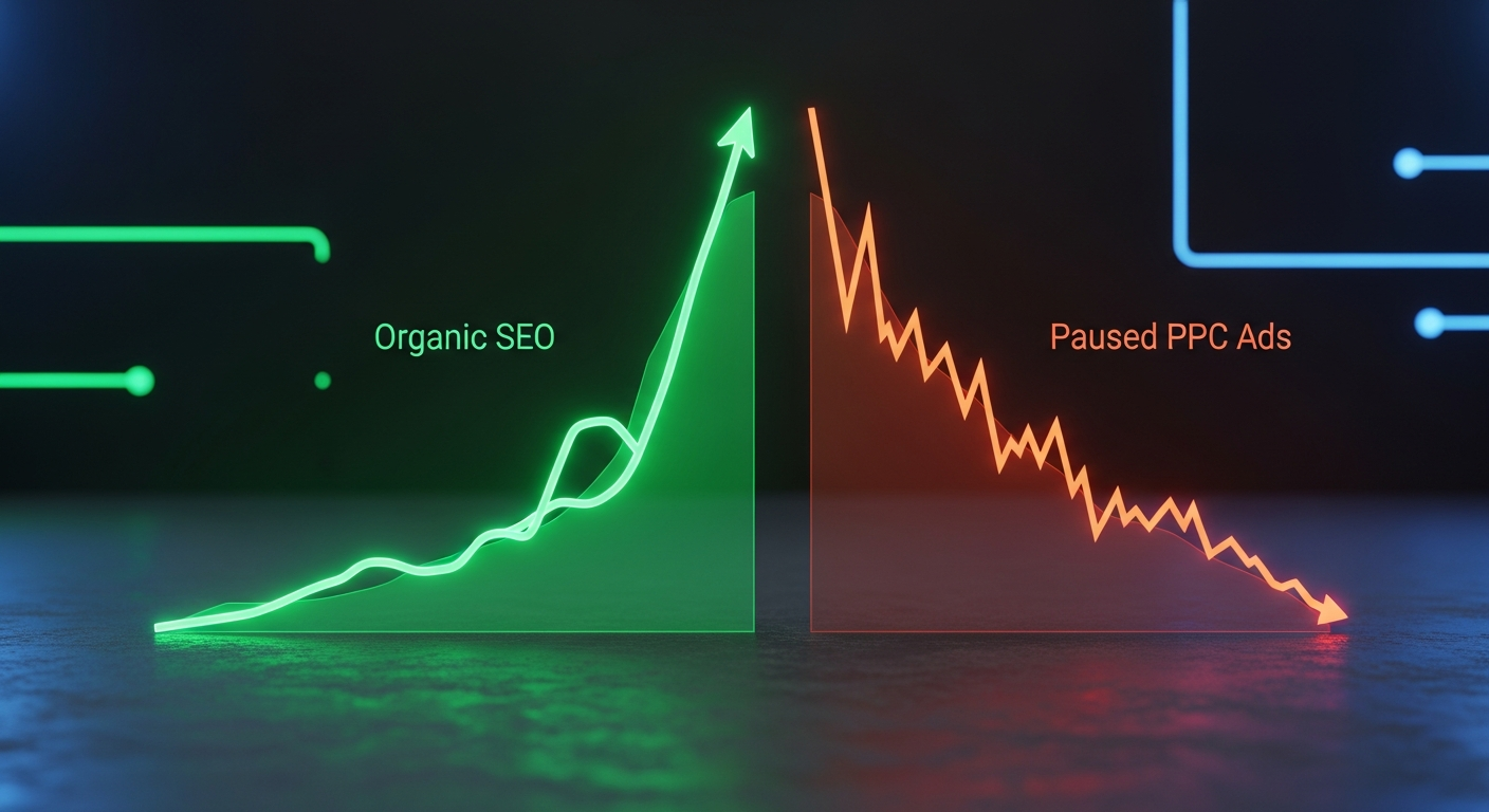 3D illustration showing a magnifying glass hovering over a glowing, trusted organic search listing