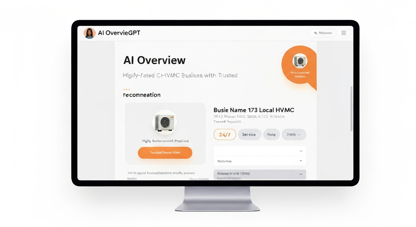 AI Overview interface recommending a local HVAC business