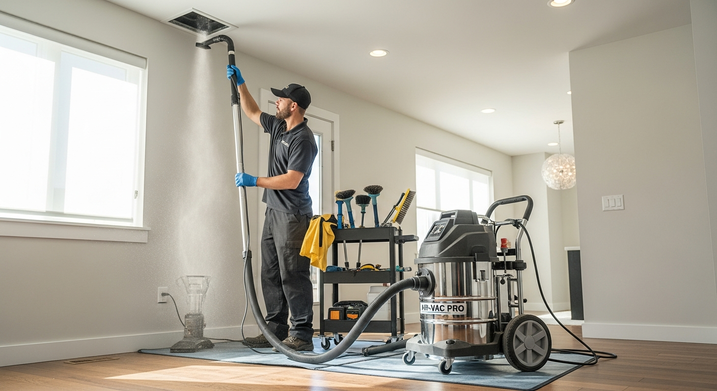 Professional air duct cleaning technician