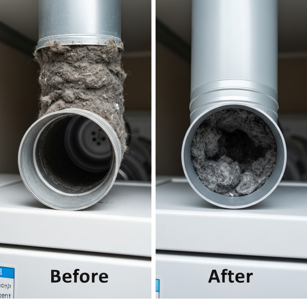 Dryer vent cleaning before and after