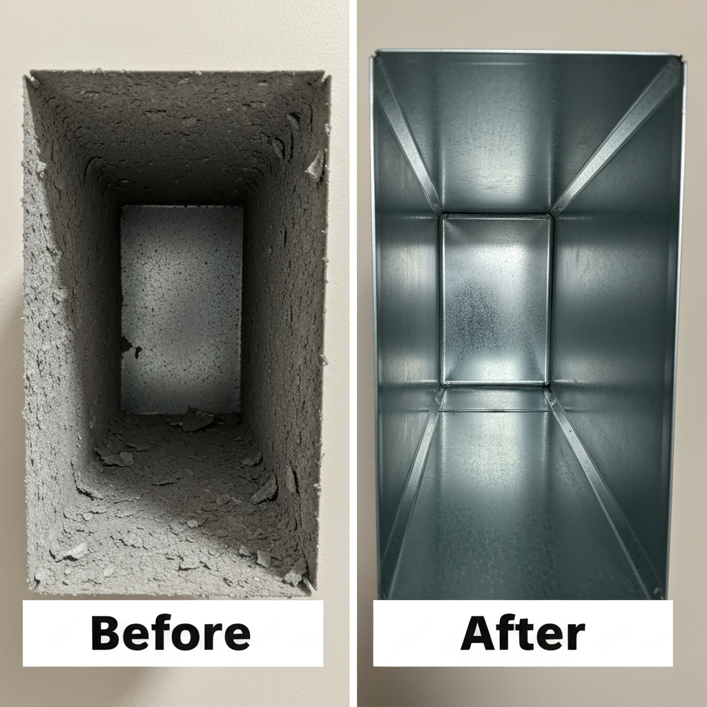 Air duct cleaning before and after