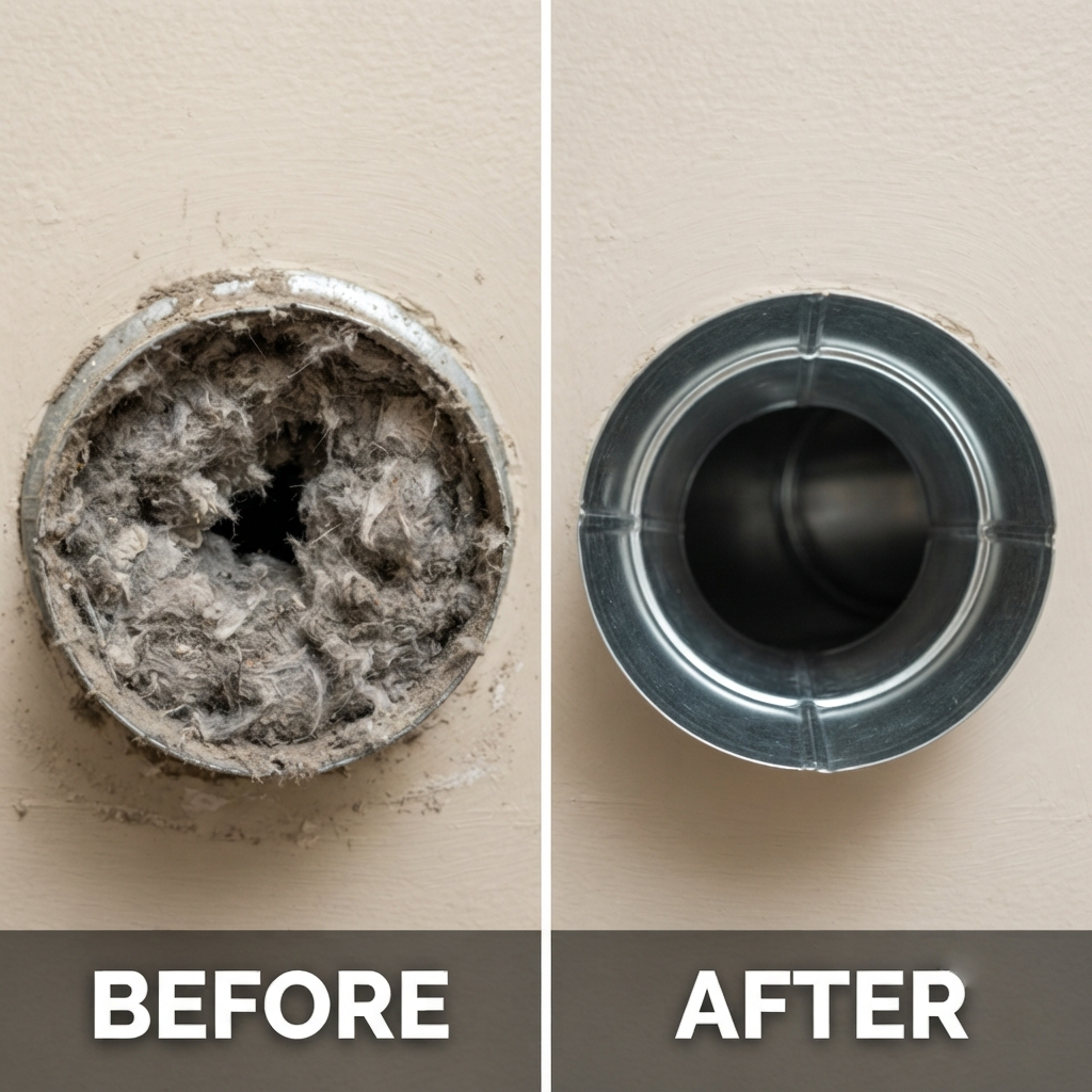 Dryer vent cleaning before and after