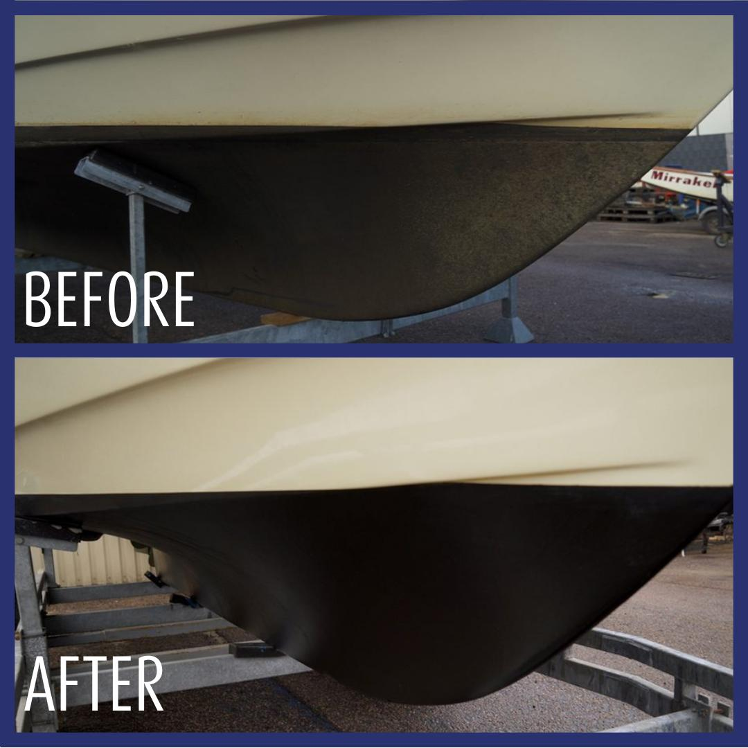 Professional boat detailing and ceramic coating on the water