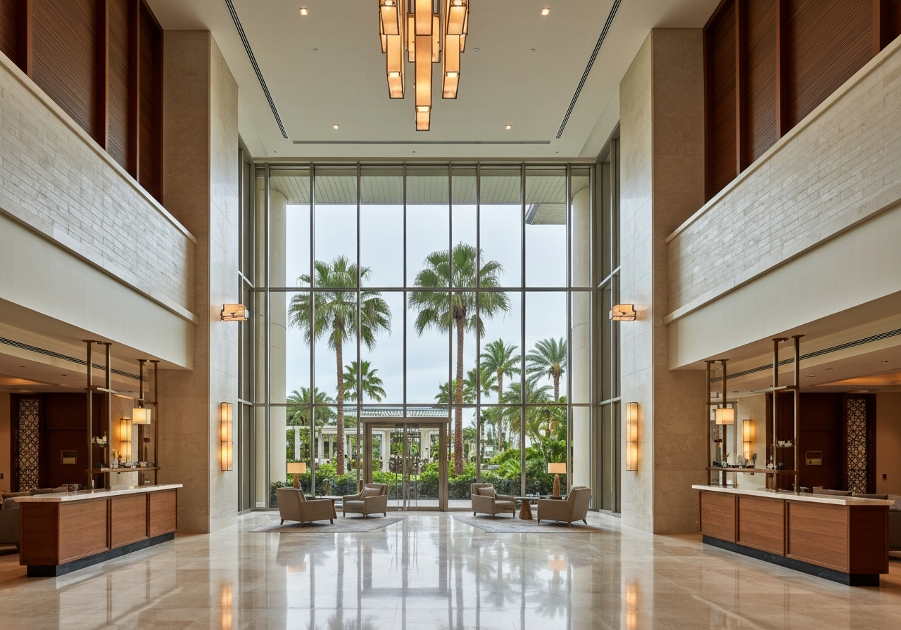 Hotel lobby glass