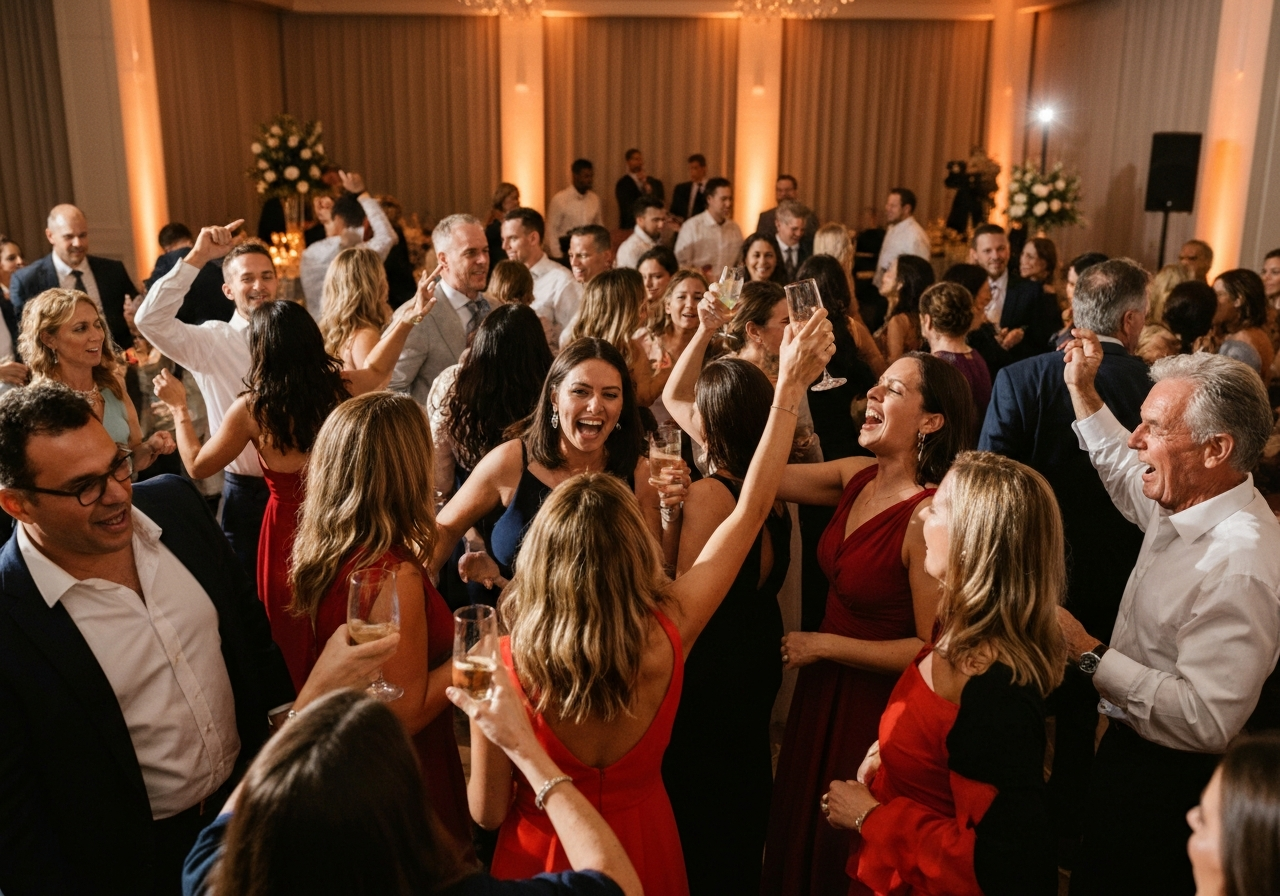 Packed dance floor at a luxury wedding reception in Northeast Florida