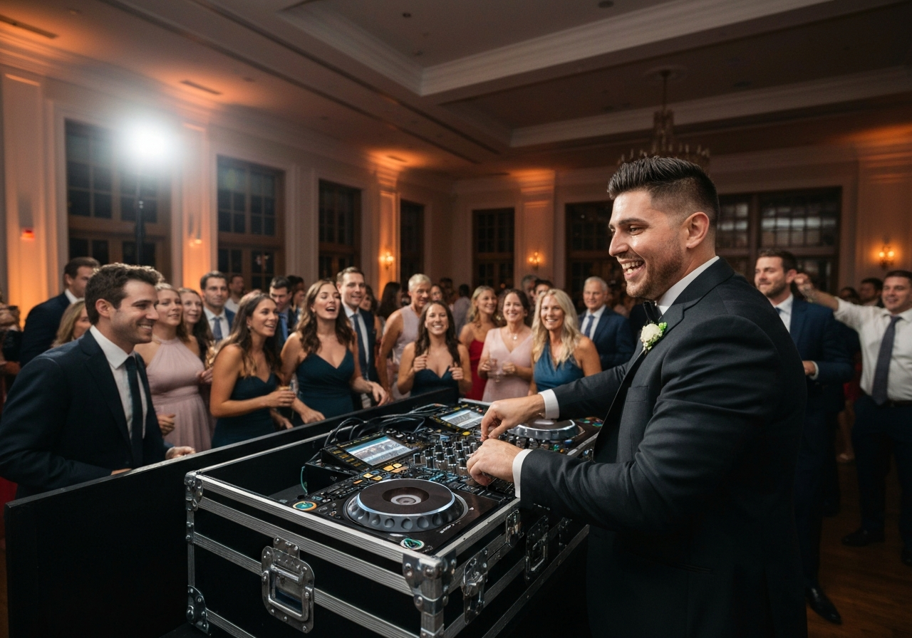 Professional wedding DJ performing at a luxury wedding reception in Jacksonville