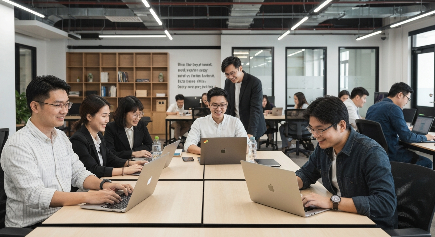 Workshop participants building AI systems