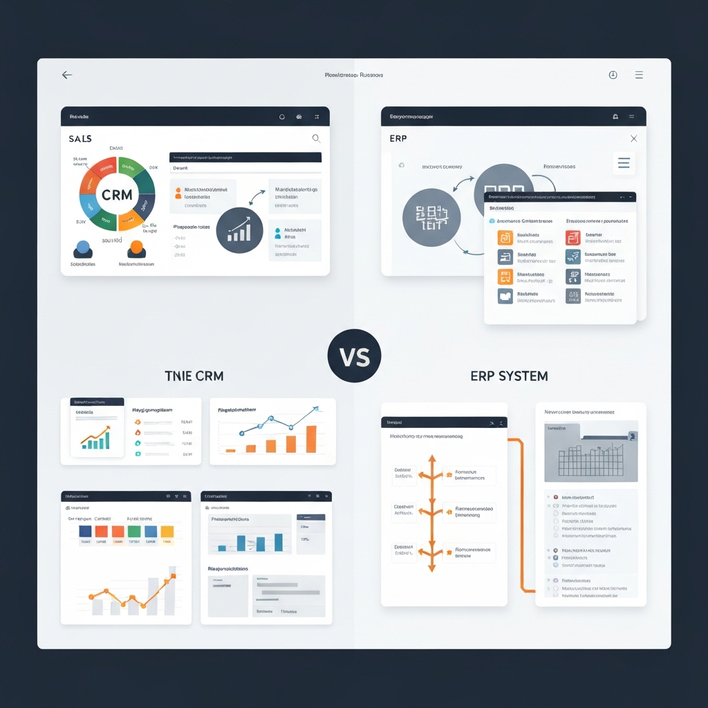 CRM vs ERP comparison and business data