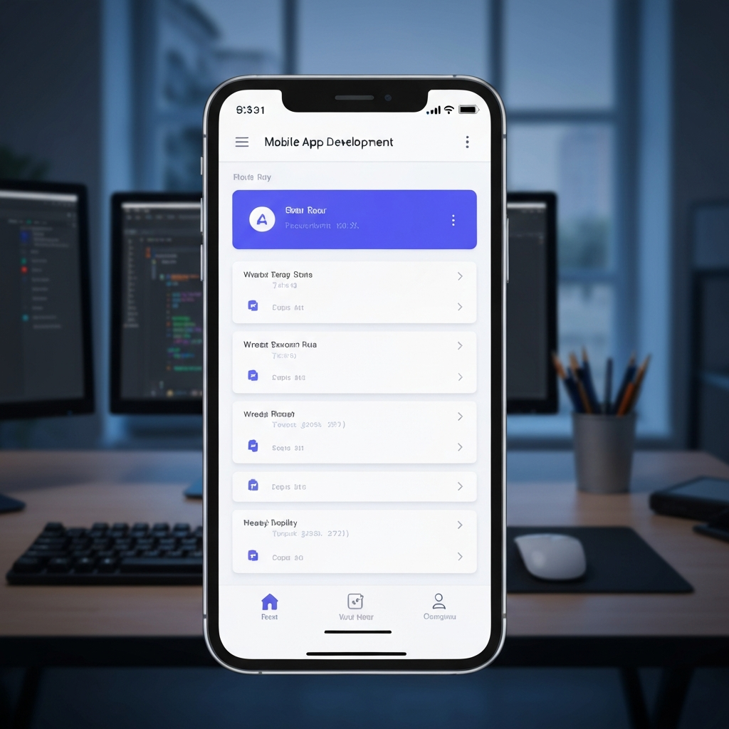 Mobile app development screens and design