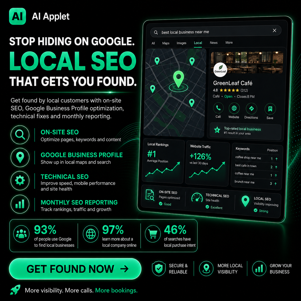 Local SEO - Get found by local customers with on-site SEO, Google Business Profile optimisation, technical fixes and monthly reporting for trades businesses