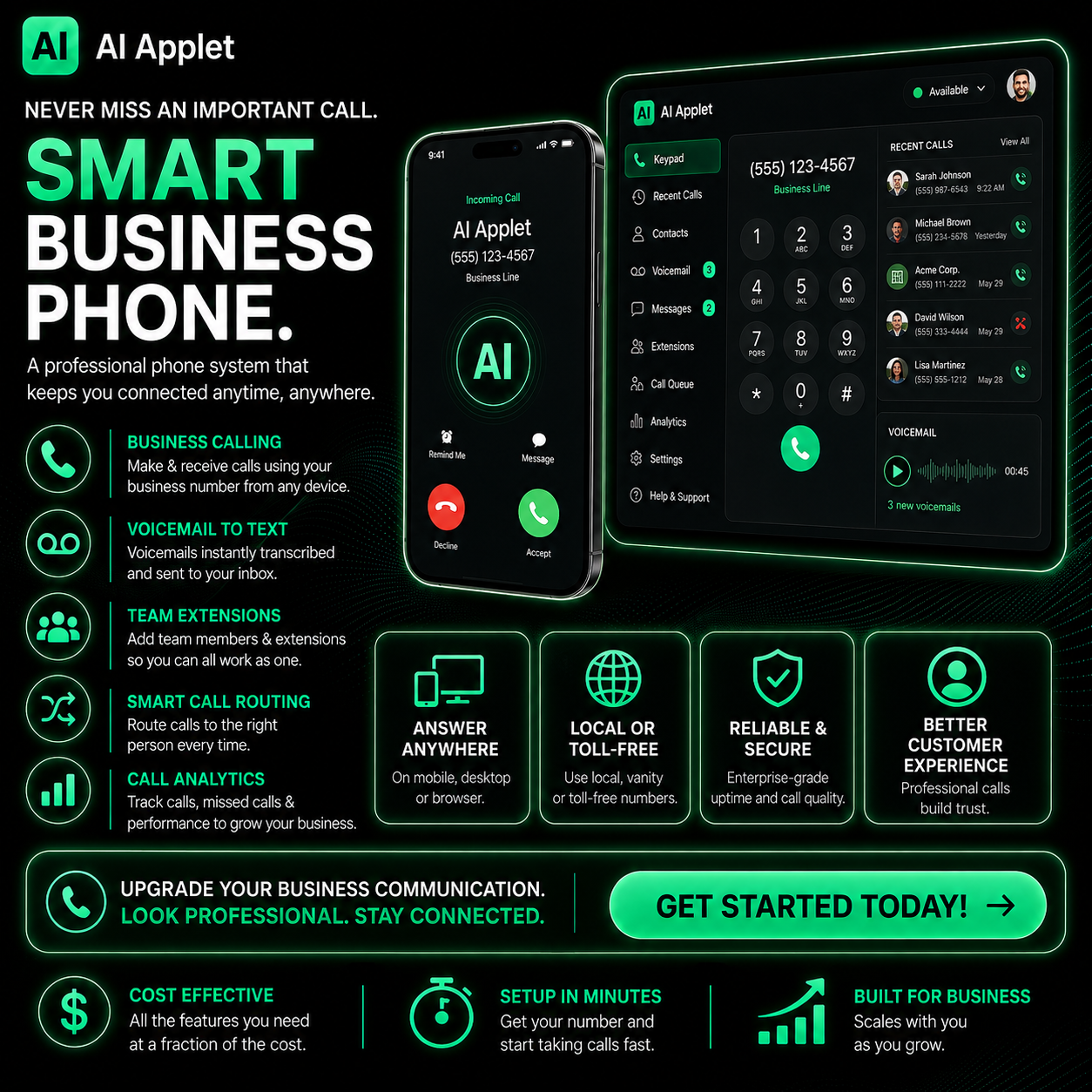 Smart Business Phone System for trades - separate personal and business calls with call tracking