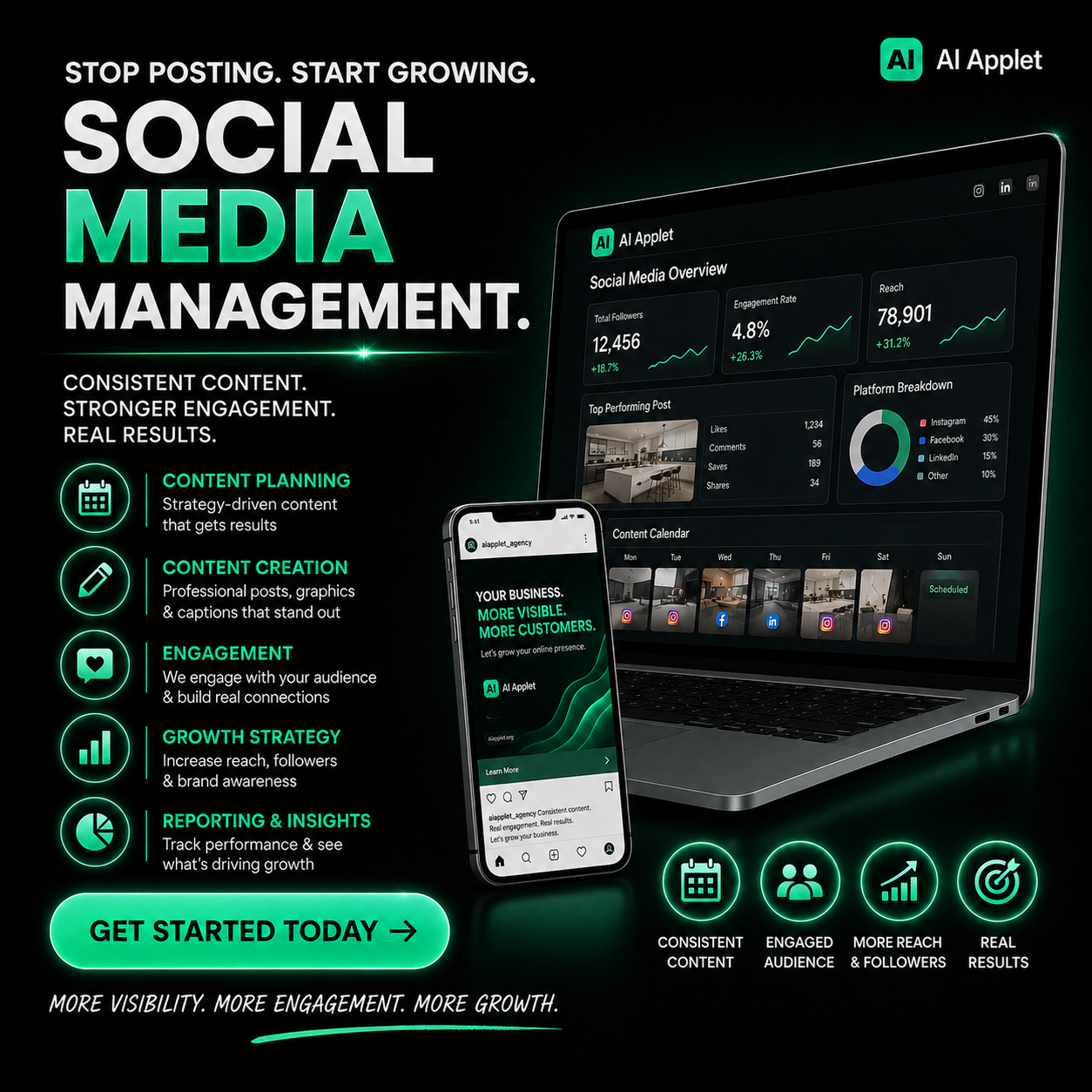 Social Media Management - Professional content creation and posting for Facebook and Instagram for trades businesses