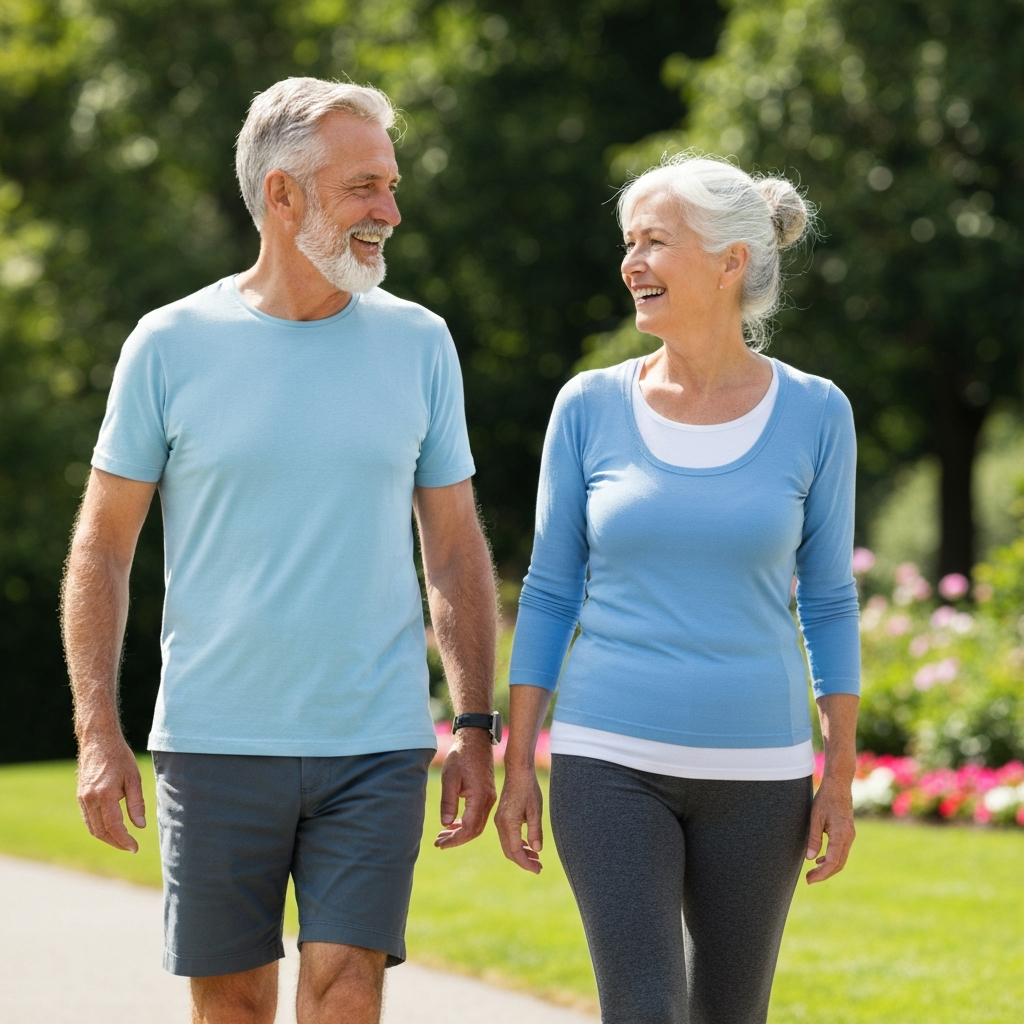 Active senior citizen couple enjoying a healthy lifestyle outdoors