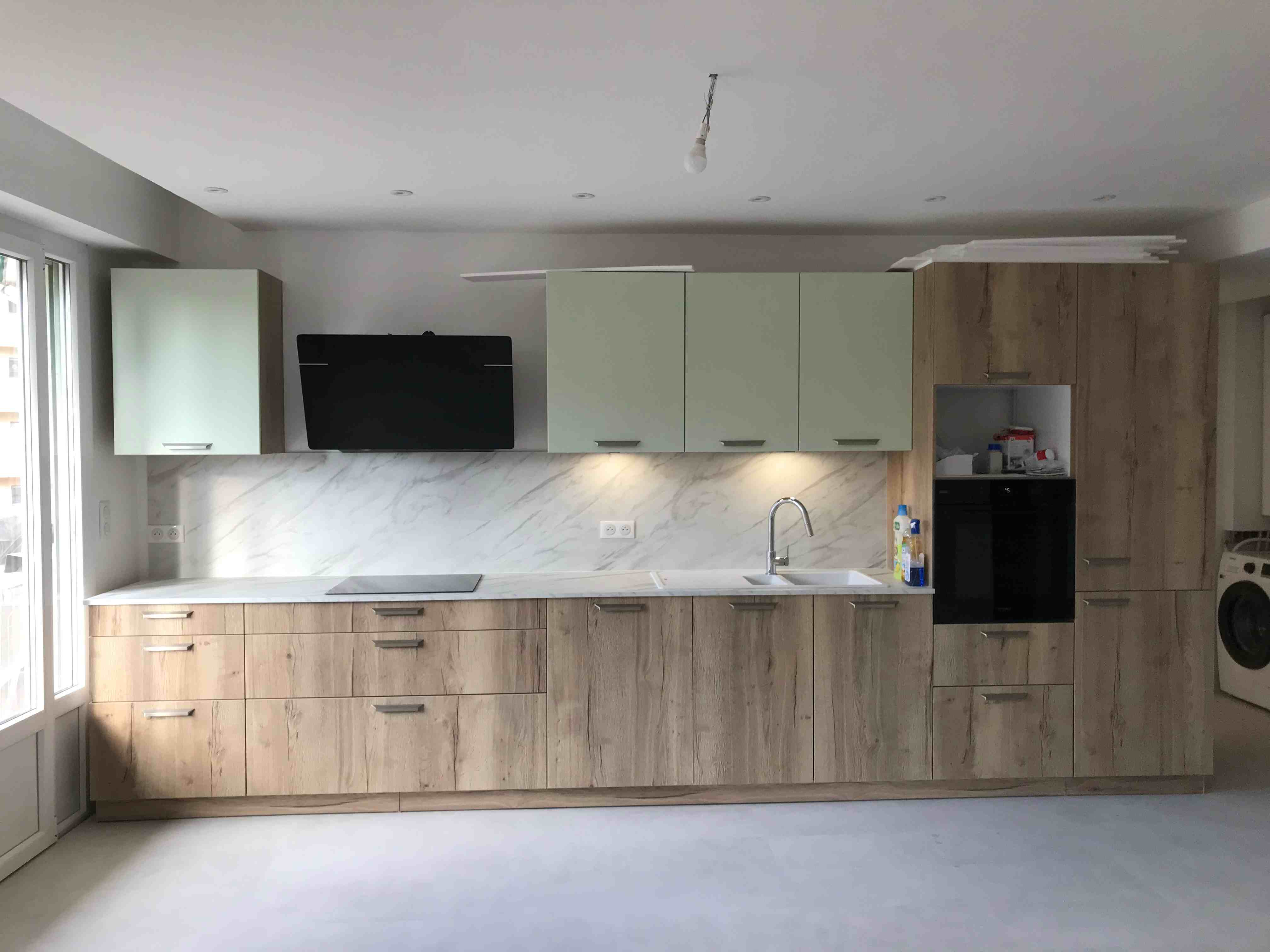 Cuisine moderne bois et vert