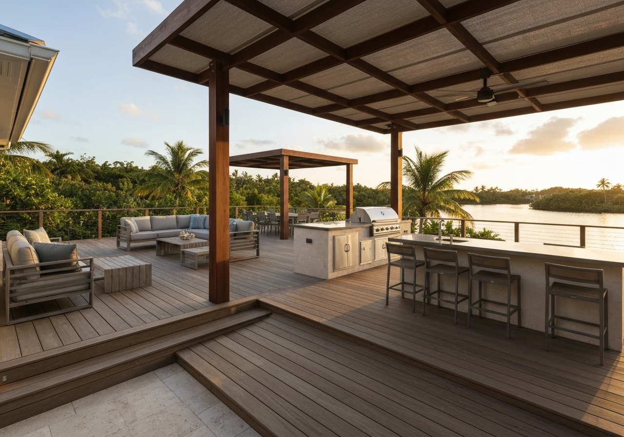 Outdoor living deck and pergola in Lake Forest